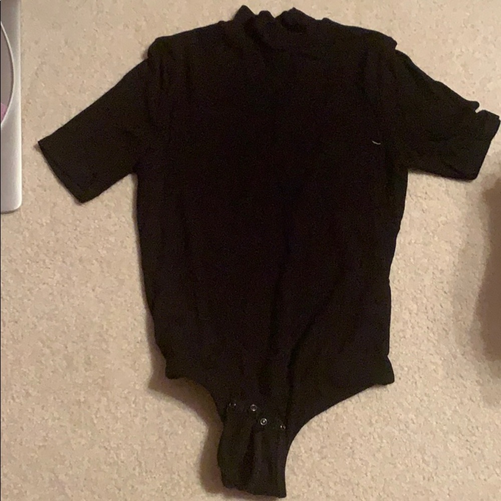 Black turtleneck bodysuit